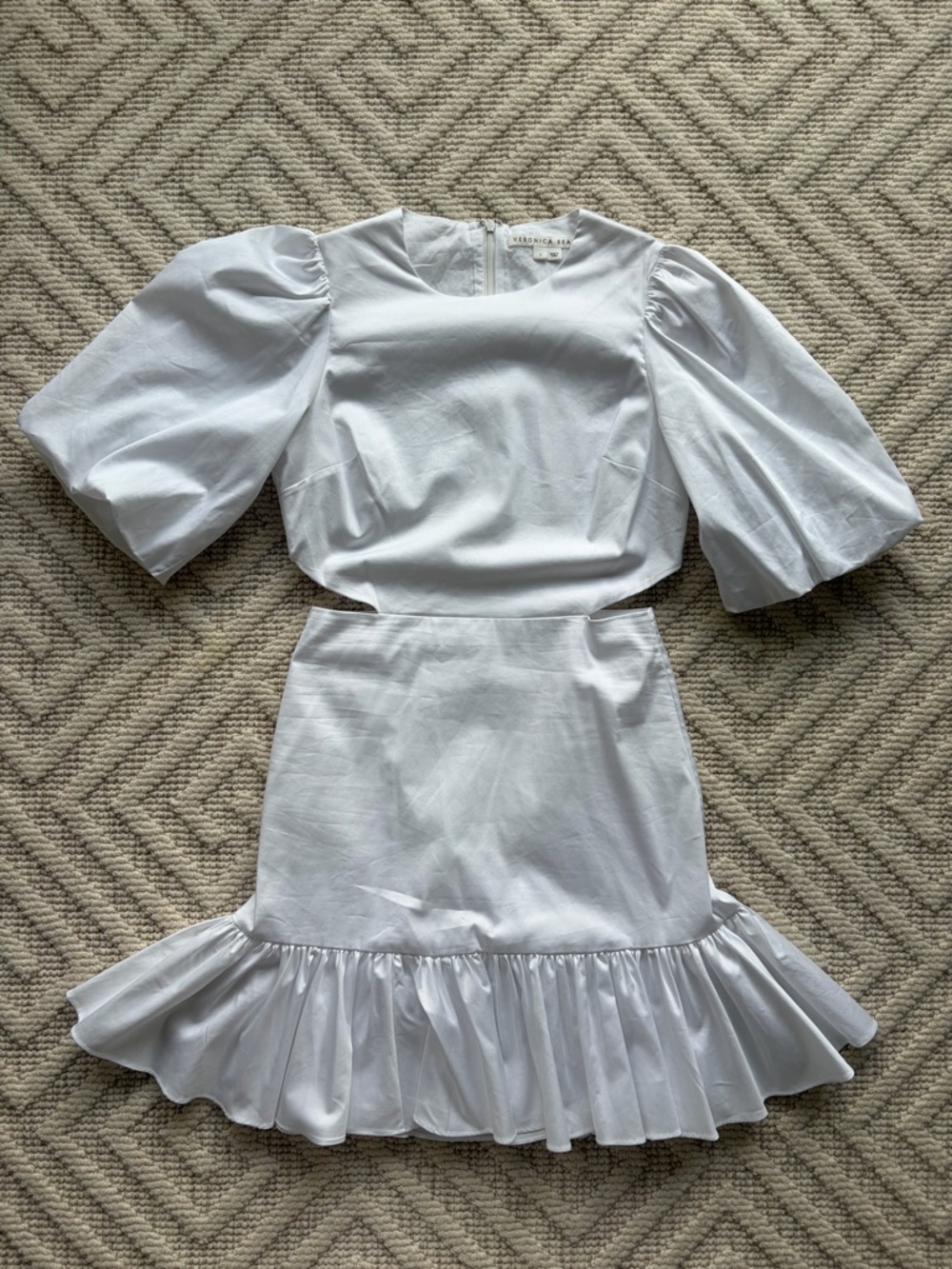 Veronica Beard White Dress with Branded Neckline